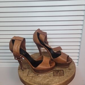 YSL Elegant Tan High Heel Sandals